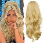 Extensie de par coada tip Mesa usor ondulata cu elastic de 52 cm Blond Deschis Mixt 39092
